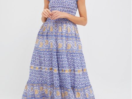 Veranda Blue Sleeveless Smocked Maxi Dress Sale