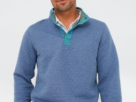 Blue Heather Plus Olive Corbet Reversible Pullover For Sale