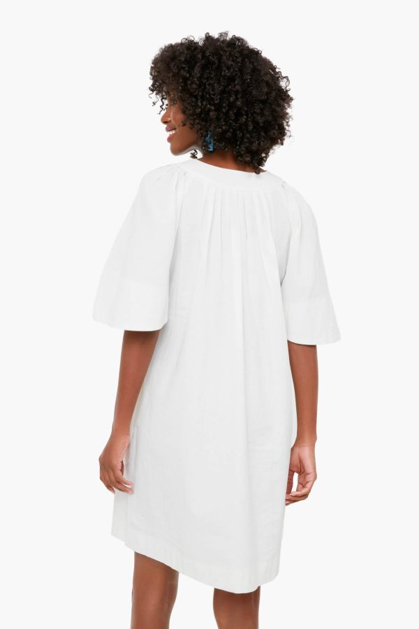 White Finley Flutter Sleeve Dress For Cheap