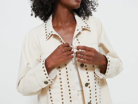 Natural The Studded Slouchy Jean Jacket Online Sale