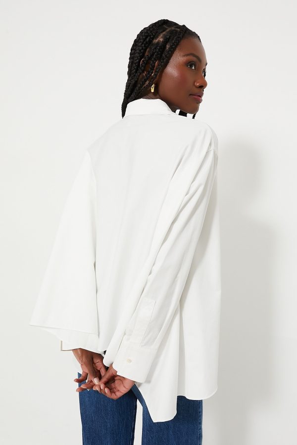 White Cotton Cape Button Down Discount