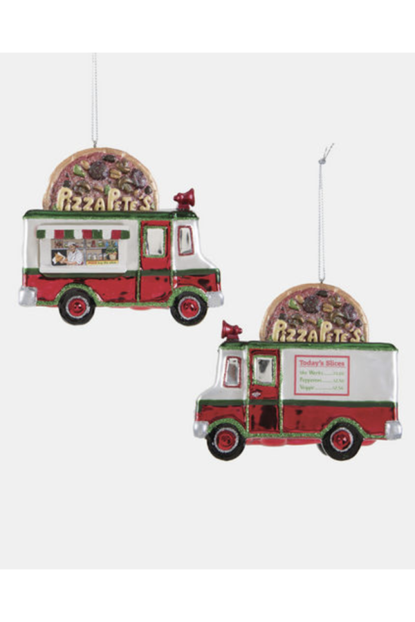 SIDEWALK SALE ITEM - Glass Ornament - Pizza Truck Discount